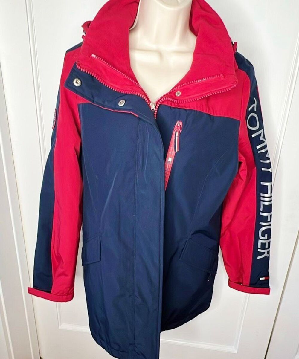 Tommy Hilfiger Jacket Hooded Jacket Blue/Red Medium